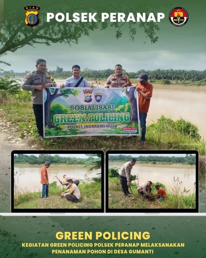 
					Dukung Program Kapolda Riau, Polsek Peranap Lakukan Aksi Penghijauan Di Pinggiran Sungai Indragiri Desa Gumanti 